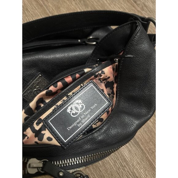 Original by Sharif Patchwork Genuine Leather Cowhide Suede Hobo Purse Black Bag - Picture 2 of 12